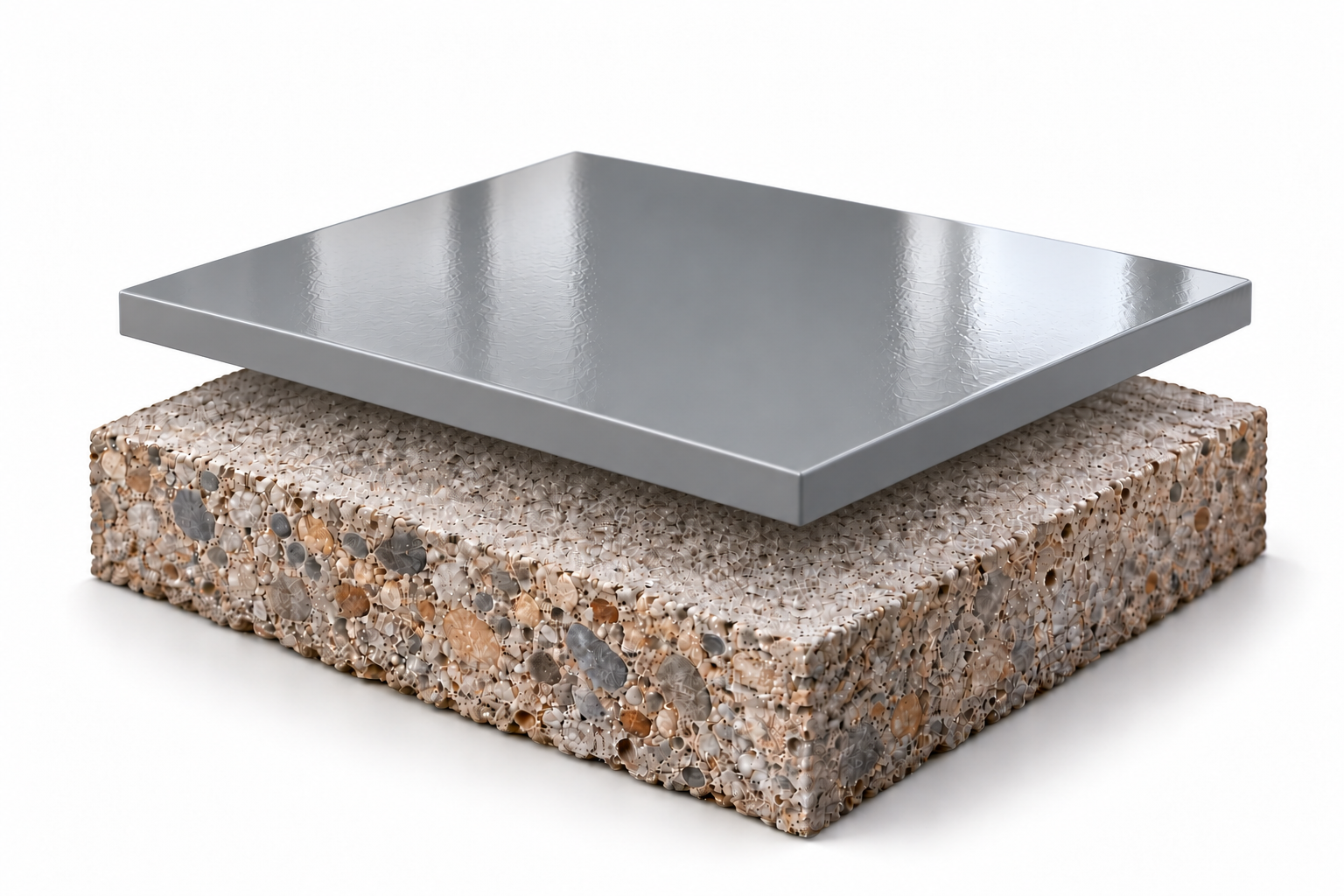ESP UCREFLOOR EP: uma única camada de revestimento cinza sobre o concreto, sem primer.